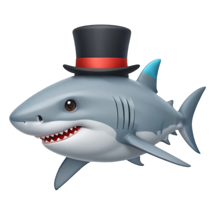Shark with a top hat sticker
