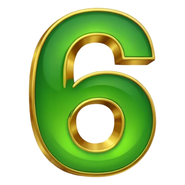 number 6 in golden and green shadows sticker