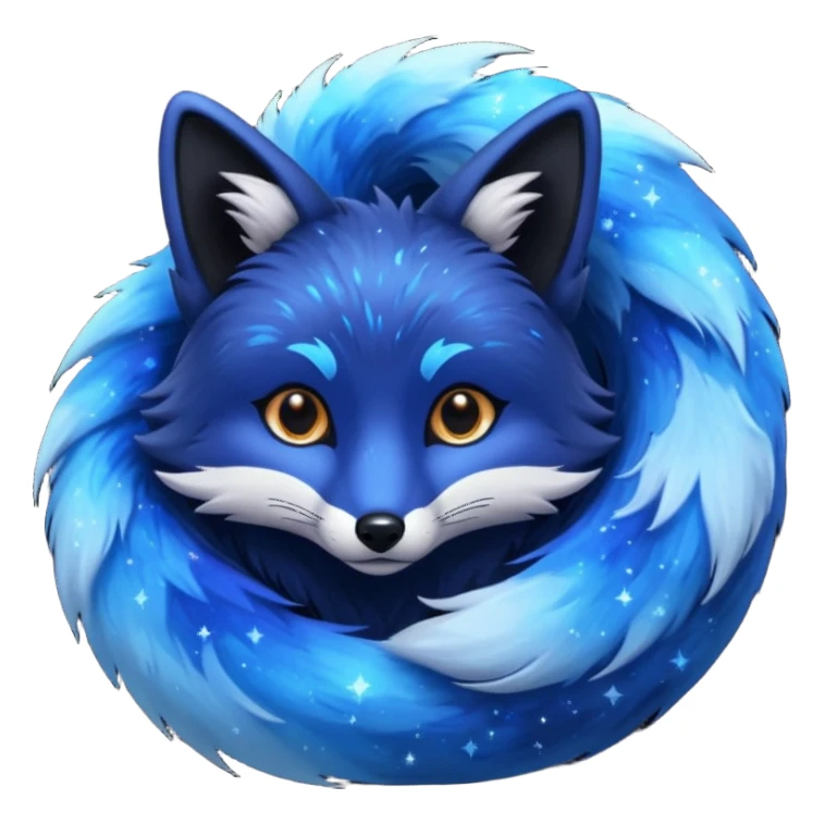 Black fox with blue swirling galaxy/marble pattern sticker