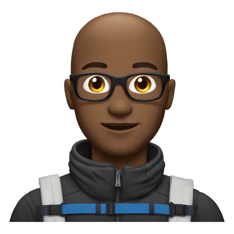 Black, bald guy skiing sticker