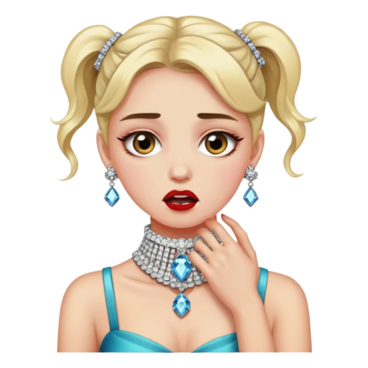 Dramatic bling girl choking holding her neck sticker