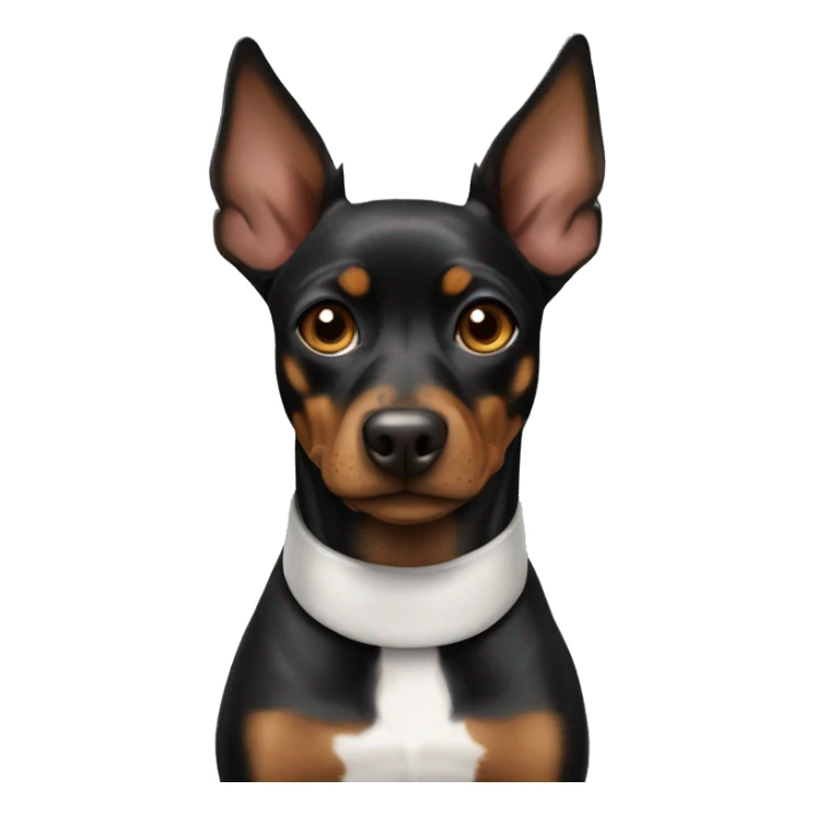 black brindle tan pinscher big ears white collar sticker