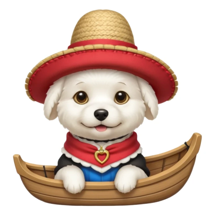 white dog with gondolier hat sticker