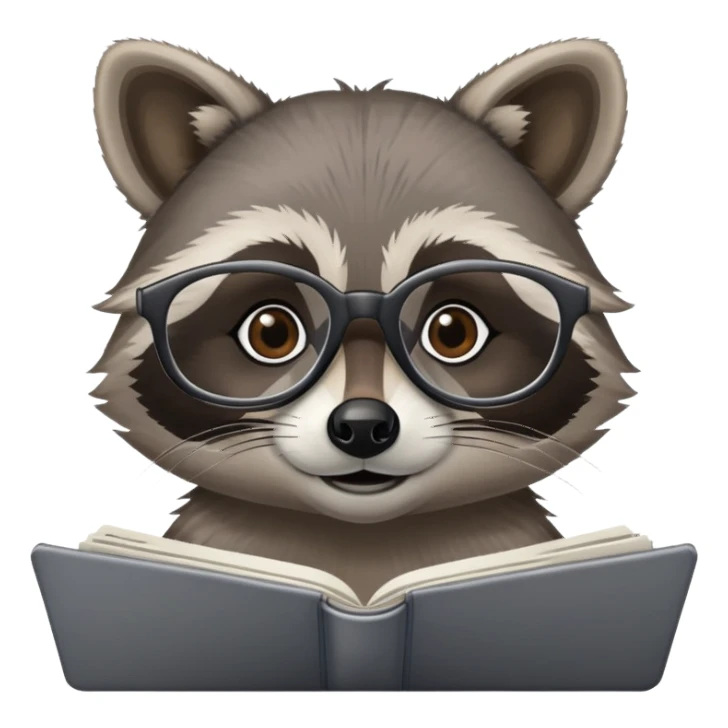 Raccoon working with data sticker