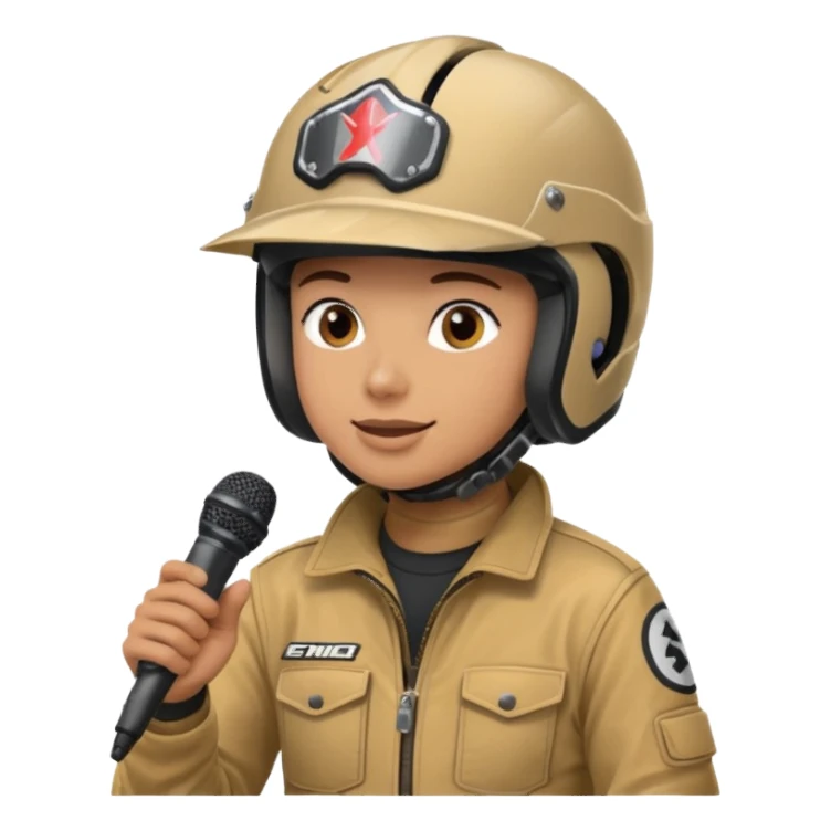 dirtbike rider on stage being interviewed sticker