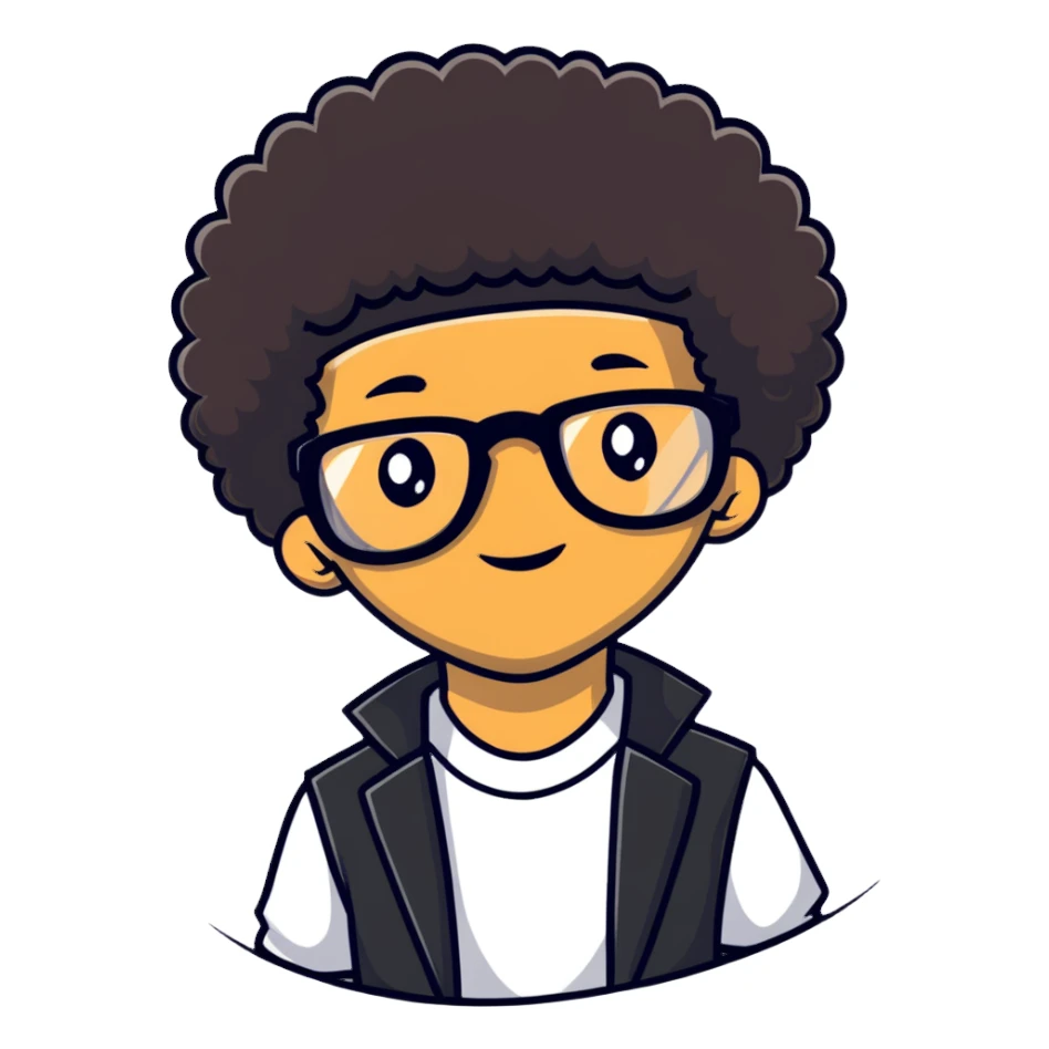 light skin nerd with afro sticker