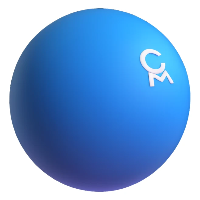 navy blue minimalist 3D sphere logo sticker