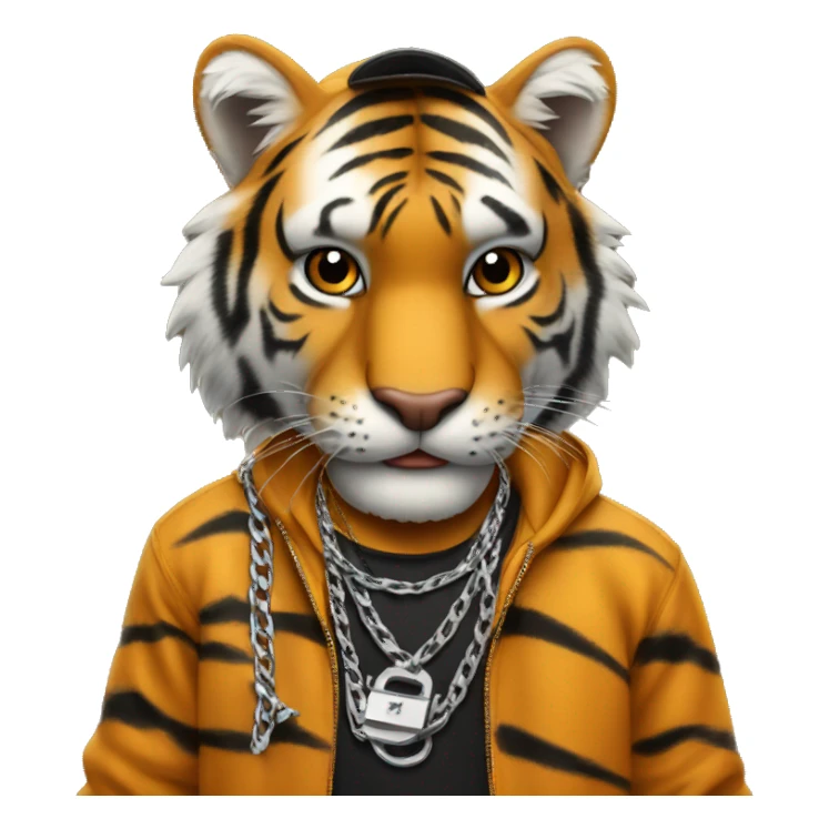 Tiger rapper with chain and rollies sticker