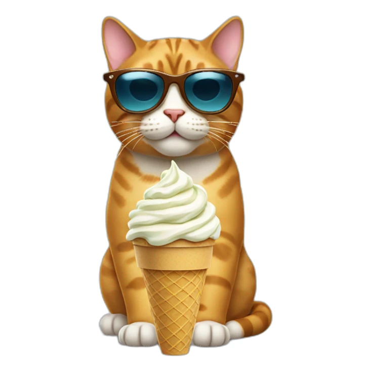 Cat with sunglassas and eats ice cream sticker