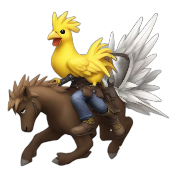 Cloud strife mounting a chocobo sticker