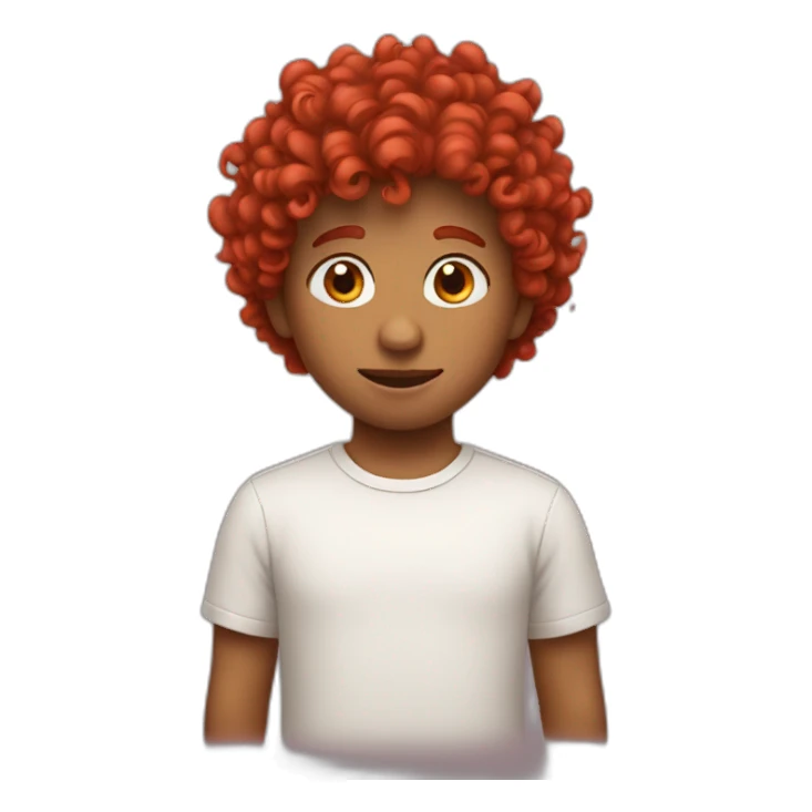 Curly red hear boy sticker