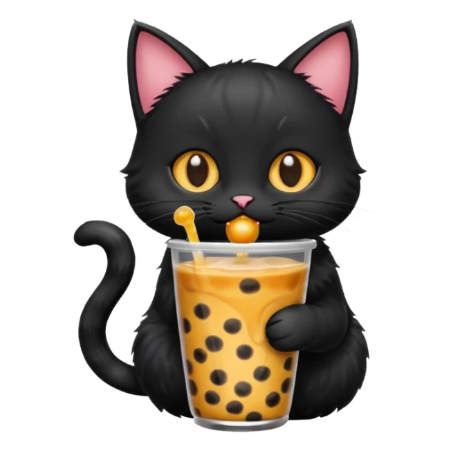 black cat drinking boba  sticker