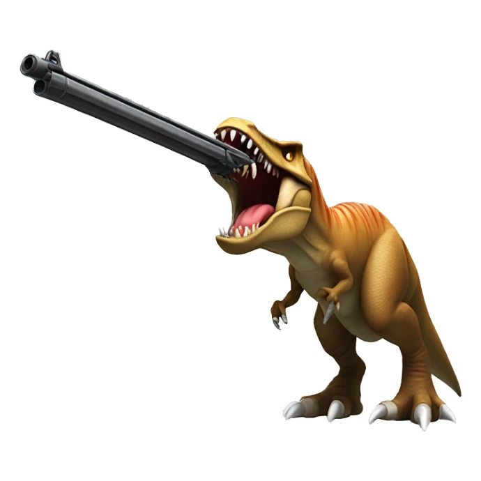 T-rex with a shotgun sticker