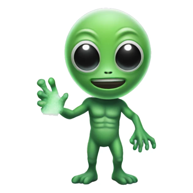 green alien with white powder in hand  sticker