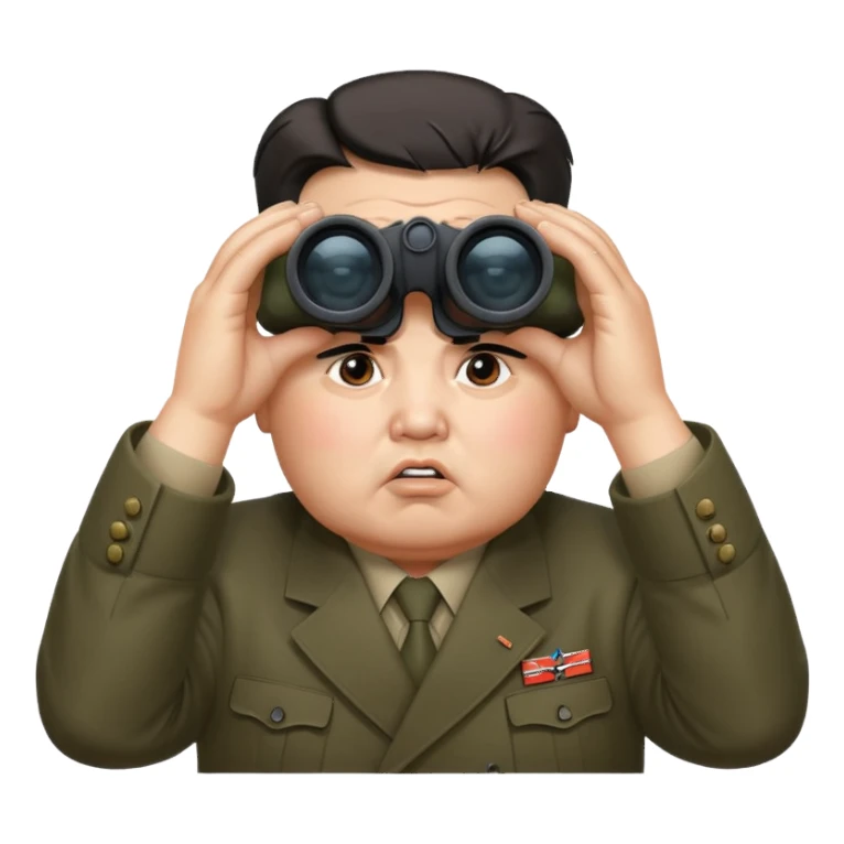 Kim Jong Un staring through binoculars with angry expression  sticker