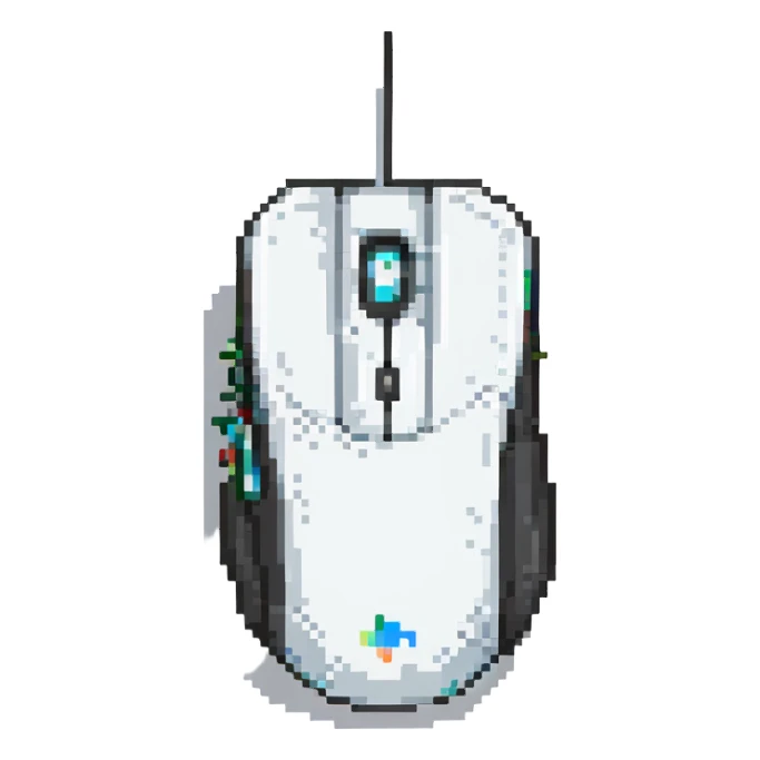 computer mouse, white sticker
