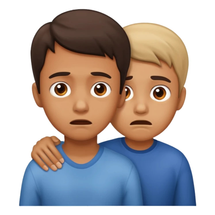 a scared child with a man behind the back sticker