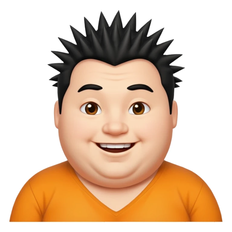 fat spiky haired happy man sticker