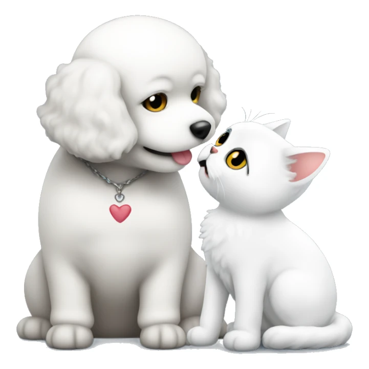 Bichon kissing a cat sticker