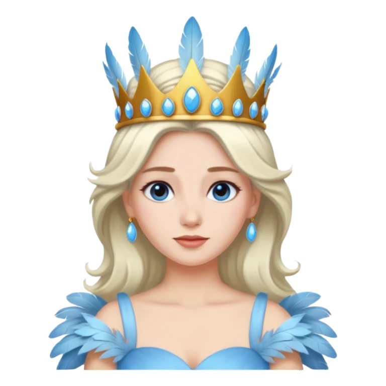 Sky Queen – feather crown + light-blue gown sticker