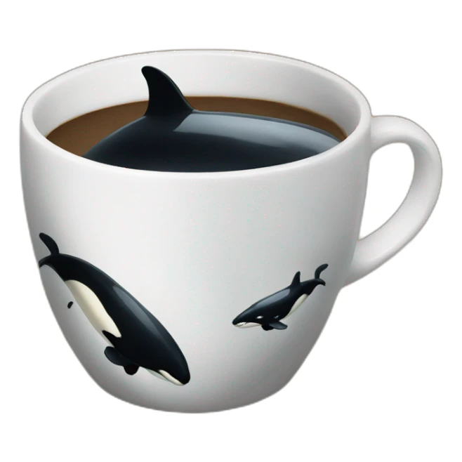 orca swimming inside coffee mug sticker