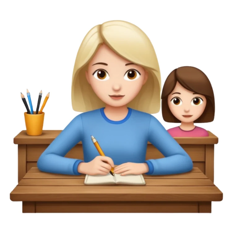 girl disscussion around a table sticker