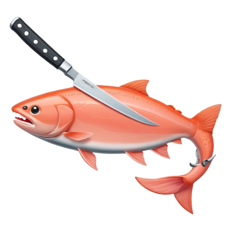 Salmon holding a knife sticker