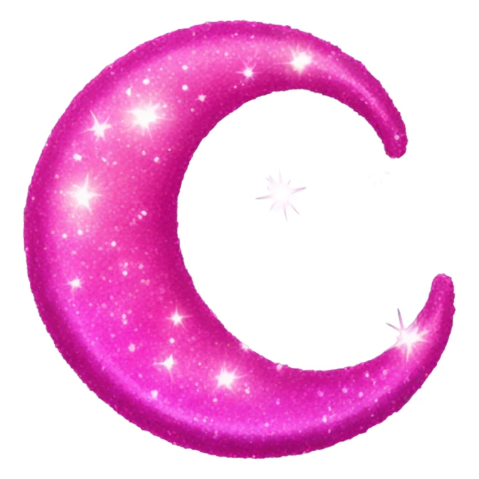 Hot pink crystallized crescent moon with glitter sticker