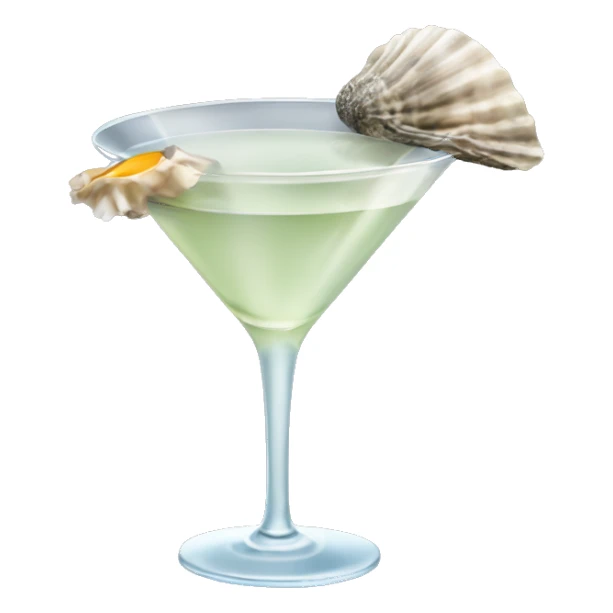 Martini with an oyster garnish sticker