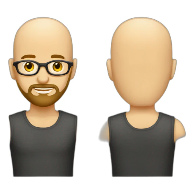 Bald-head-gold-rim-glasses-light-beard sticker