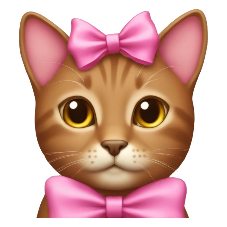 brown cat with pink bow on the head sticker