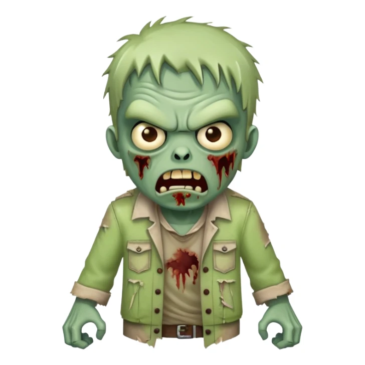 angry zombie with tattered clothes sticker