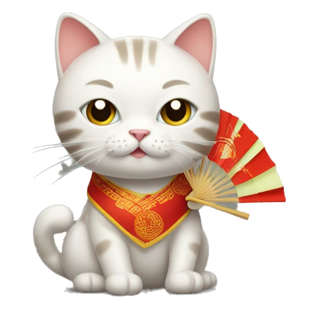 Cat with a chinese fan sticker