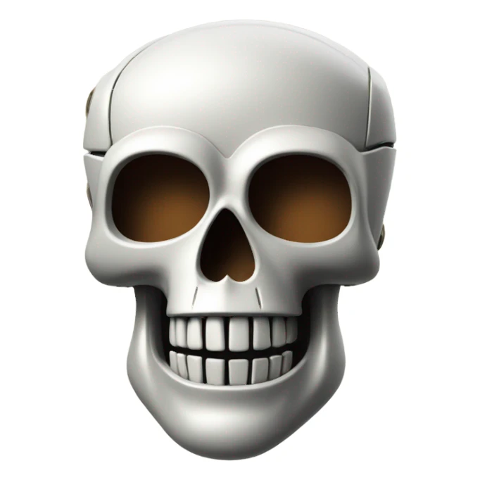 robot skull with a cigar sticker