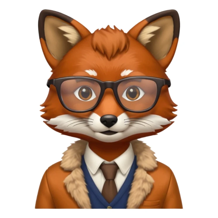 fox with clothes and wearing glasses sticker