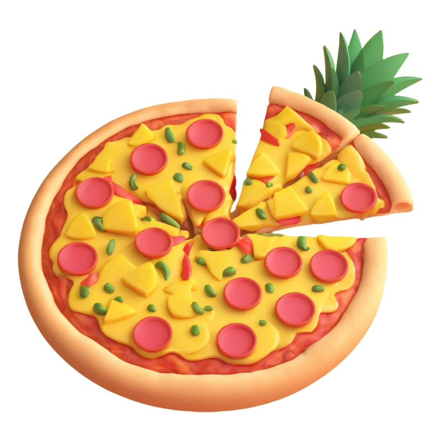 pizza with pineapple sticker