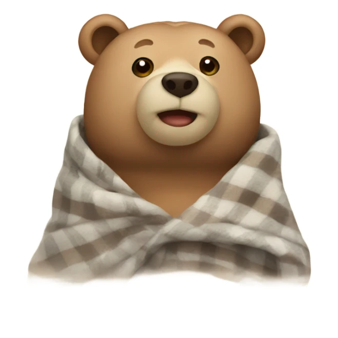 bear cozy in blanket sticker