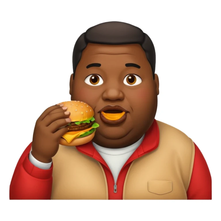Fat black man eating burger sticker