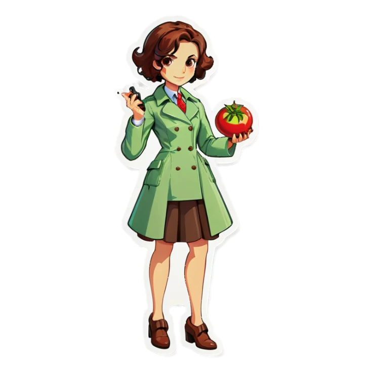 Lady detective tomato  sticker