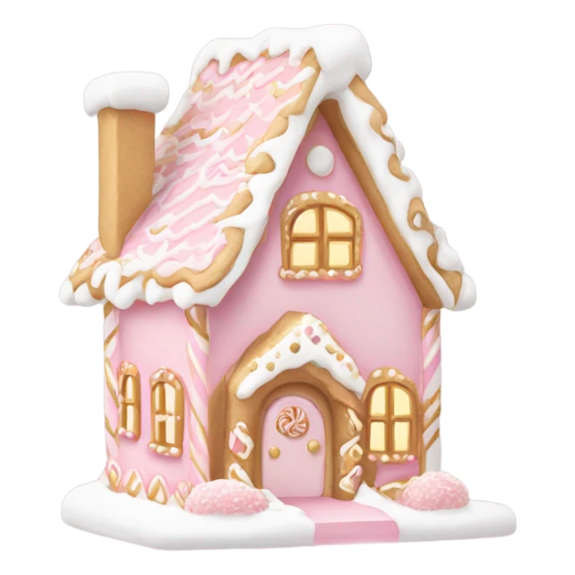light pink and gold and white gingerbread house sticker
