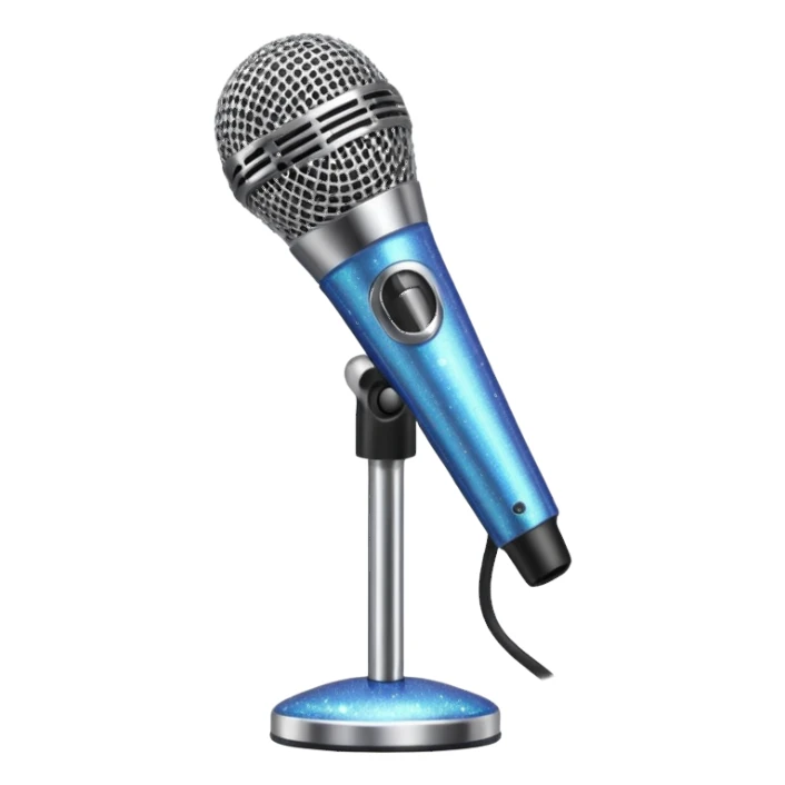 microphone on a stand with sparkles sticker