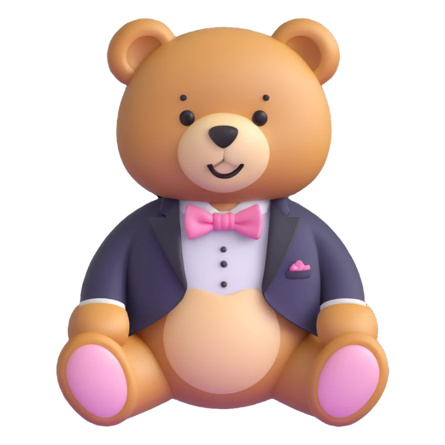 teddy bear with light pink bow tie sticker