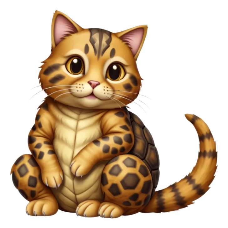cinematic-[tortoise shell tabby cat]-realistic-full-body-sitting-emoji,-tail-curled-playfully-around-its-paws,-head-tilted-dramatically,-scruffy-[tortoise shell]-fur,-simplified-yet-realistic-focused-features,-highly-detailed,-glowing-with-an-almost-sarcastic-glow sticker
