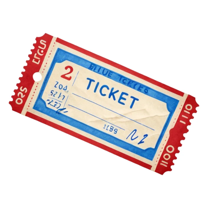 Signed ticket blue (#00A3E0) and red (#F9423A) sticker