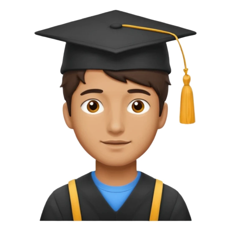 man student with collage hat sticker