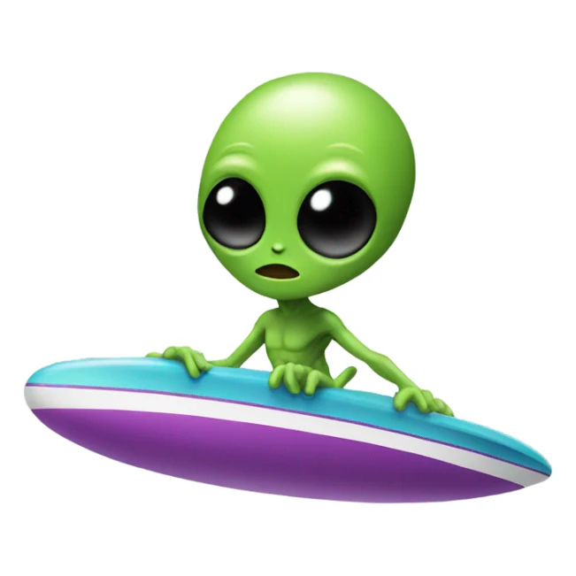 Alien surfing on UFO sticker
