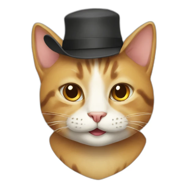 cat with a smile and a hat sticker