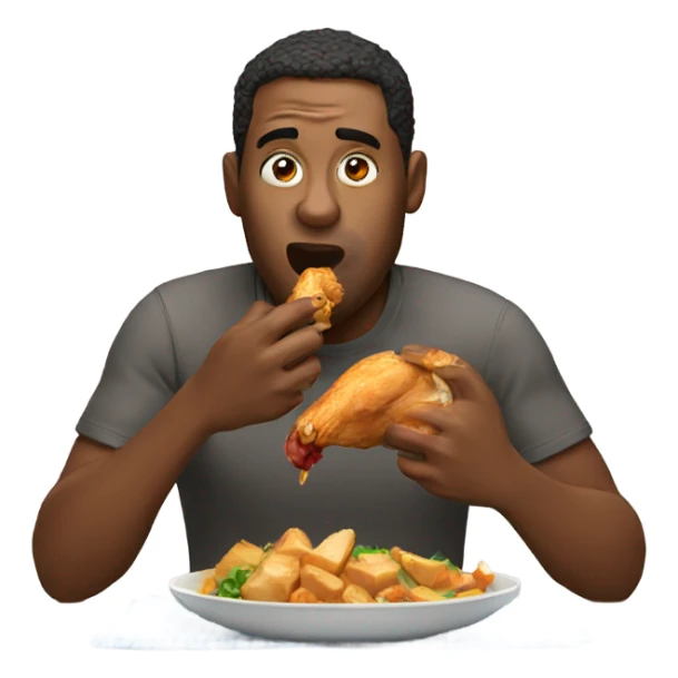 man eating chicken sticker
