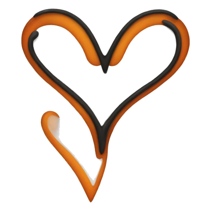 Black and orange heart  sticker