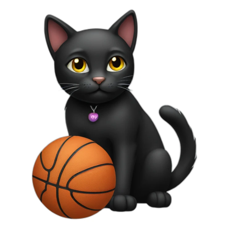 Black cat playing basketball sticker